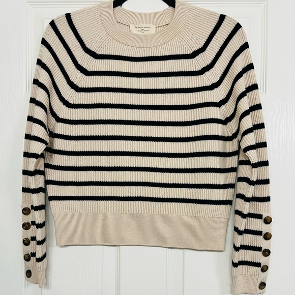 Sezane SAMI Navy and Ecru Stripe Sweater - Picture 4 of 9
